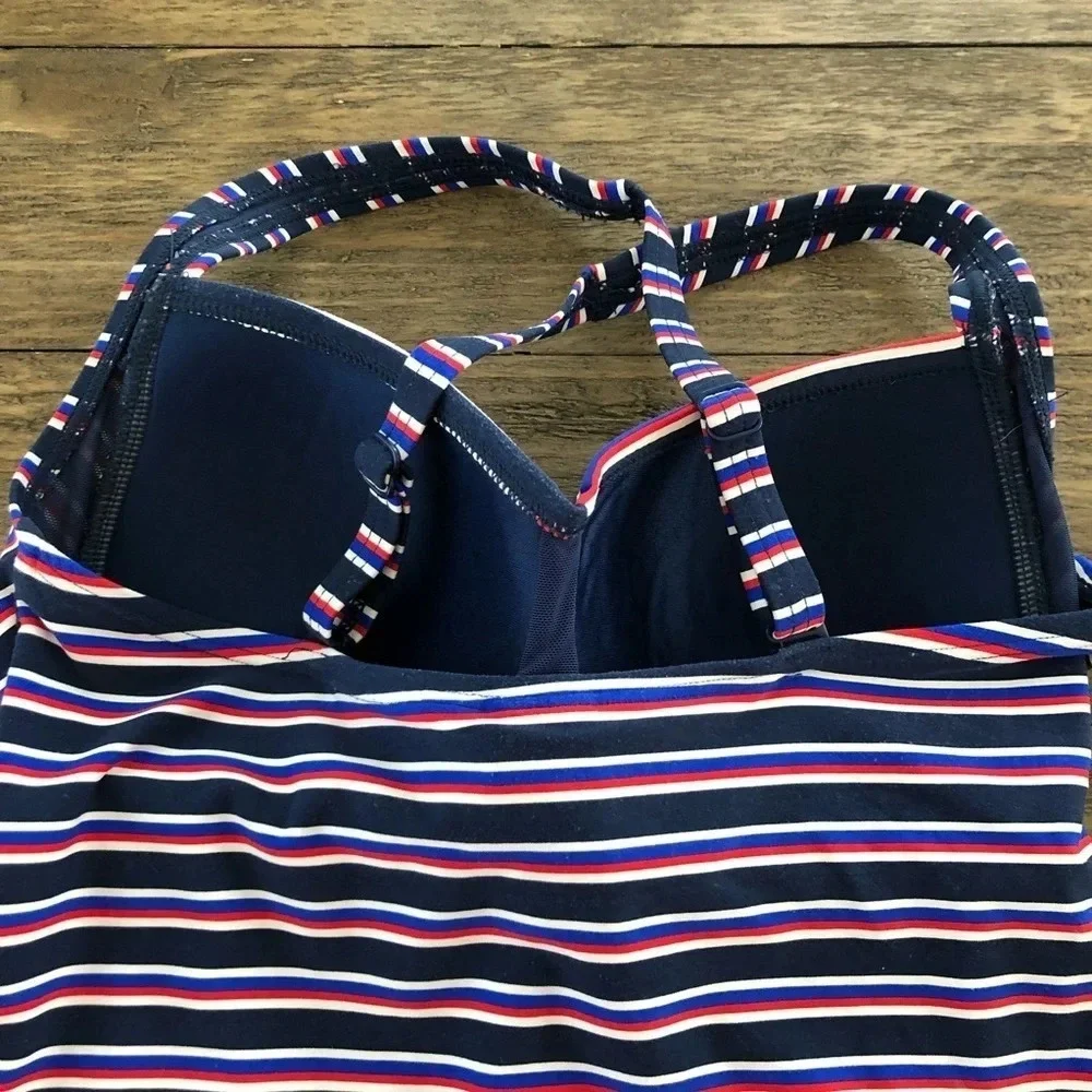 Nip Tuck‎ Womens size US 6 Striped One Piece Swimsuit Patriotic Navy adjustable